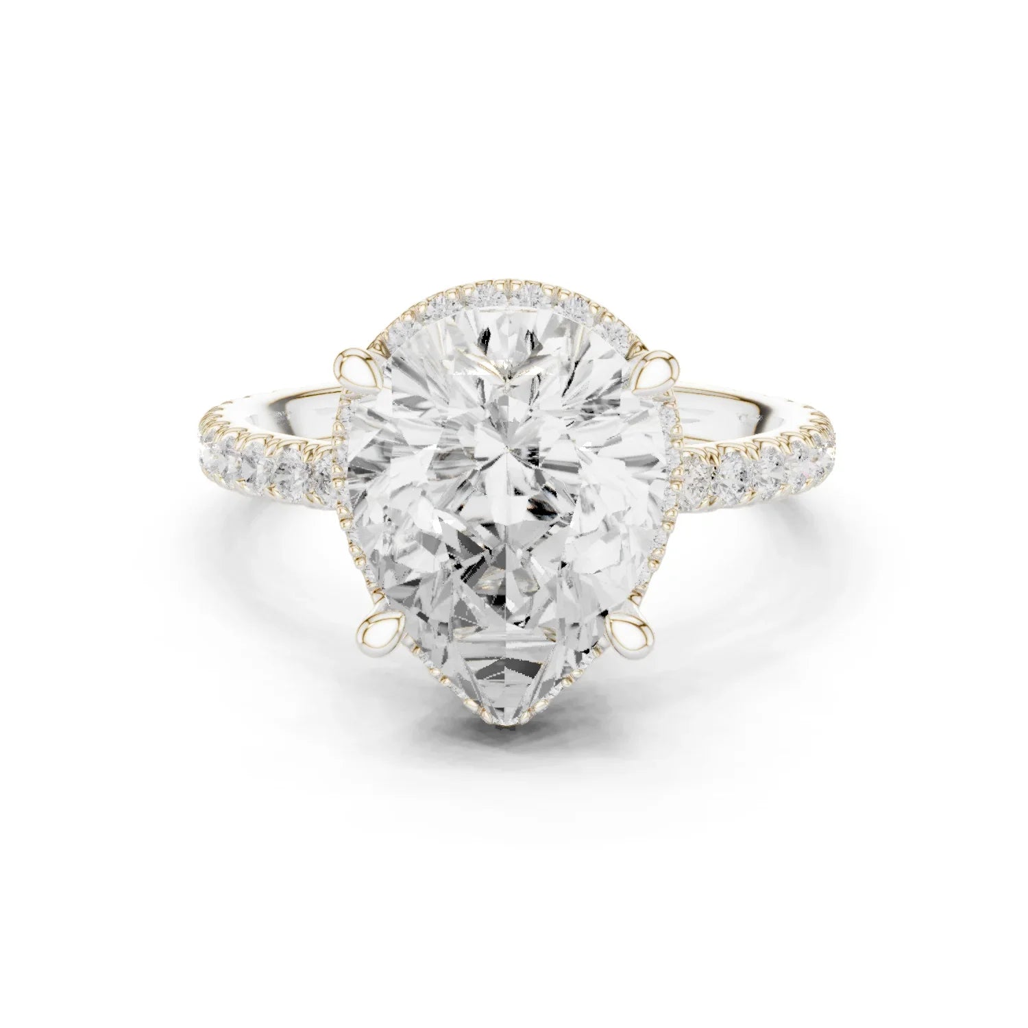 Pear Diamond Hidden Halo Engagement Ring