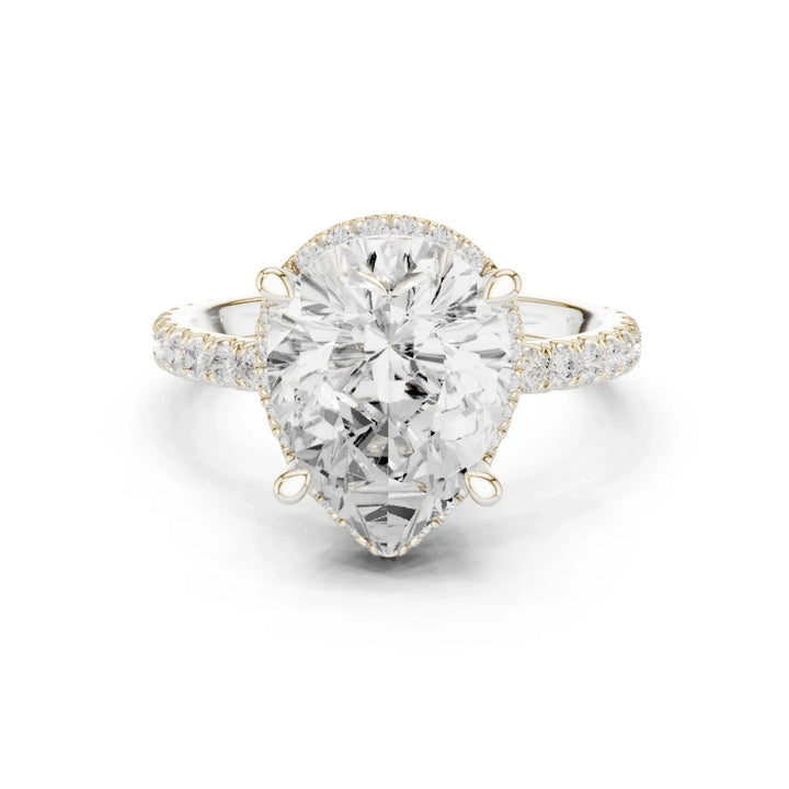 Pear Diamond Hidden Halo Engagement Ring