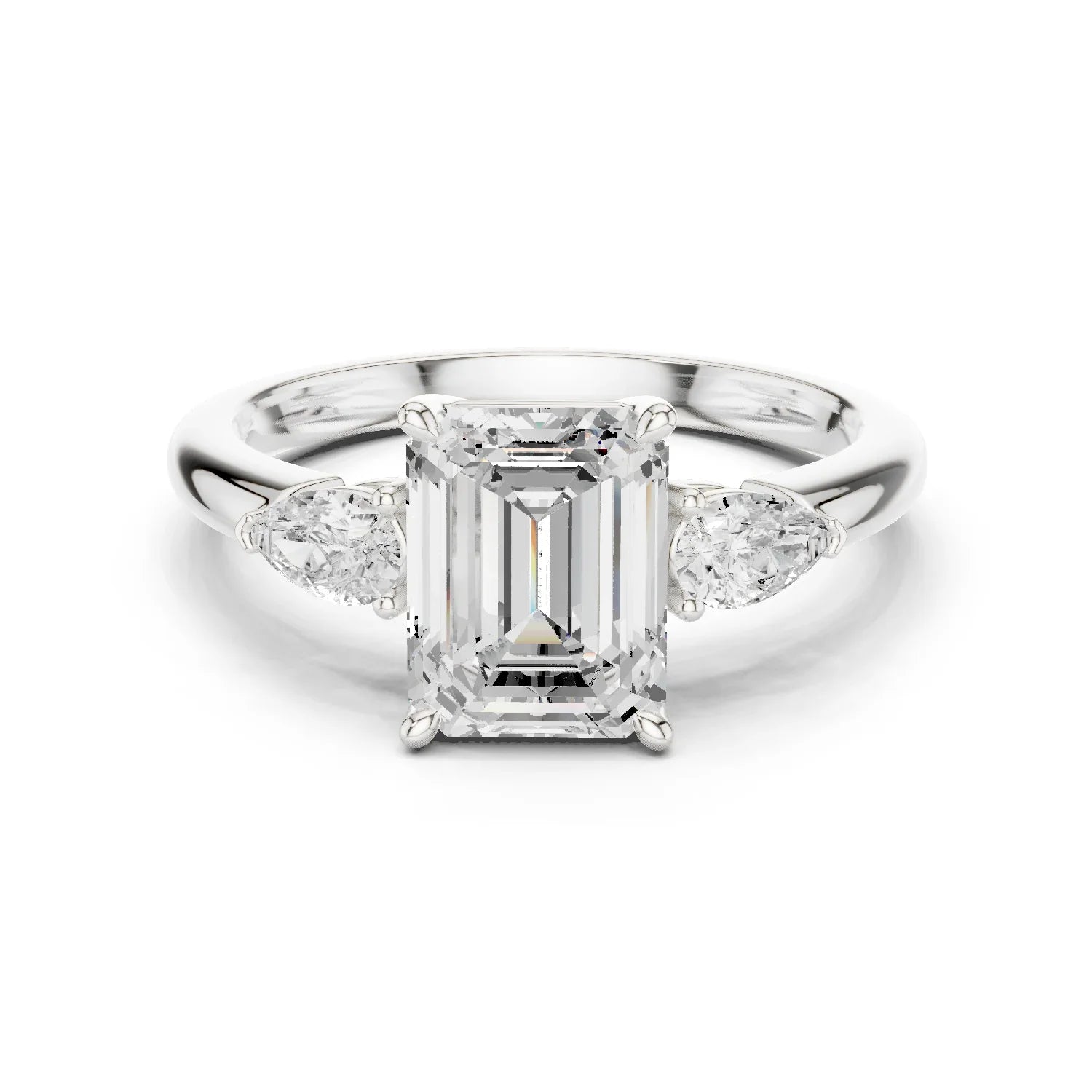 Emerald Cut Diamond Three-Stone Engagement Ring