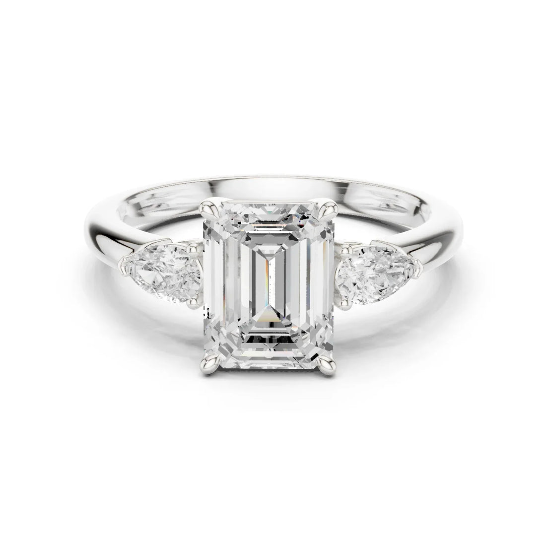 Emerald Cut Diamond Three-Stone Engagement Ring