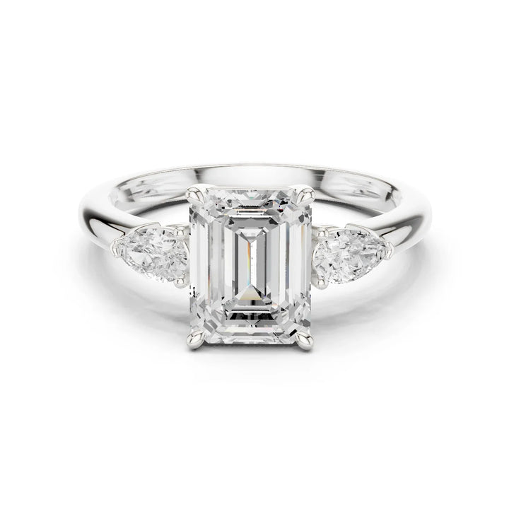 Emerald Cut Diamond Three-Stone Engagement Ring
