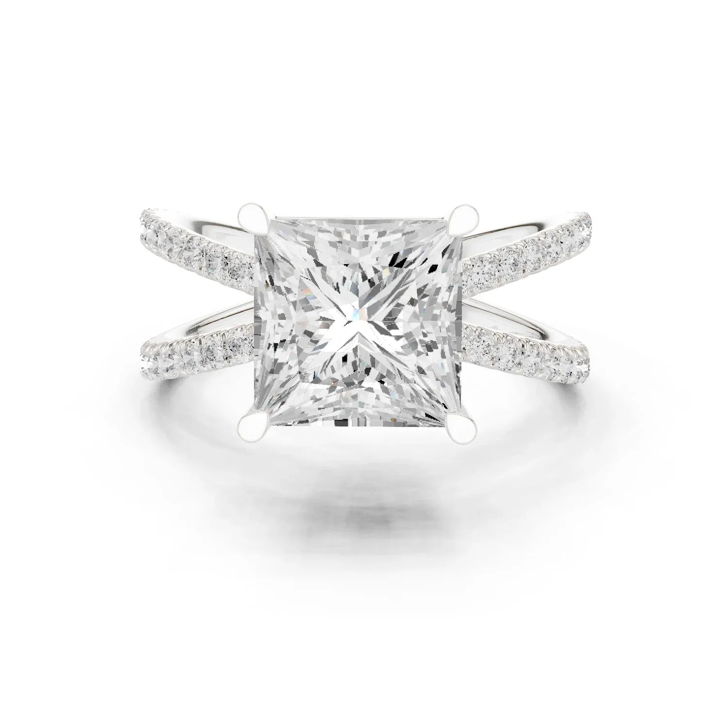 Princess Cut Diamond Split Shank Engagement Ring