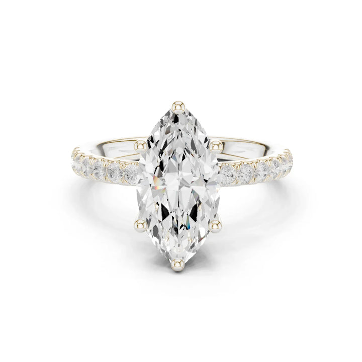Marquise Diamond Engagement Ring With Pave Band
