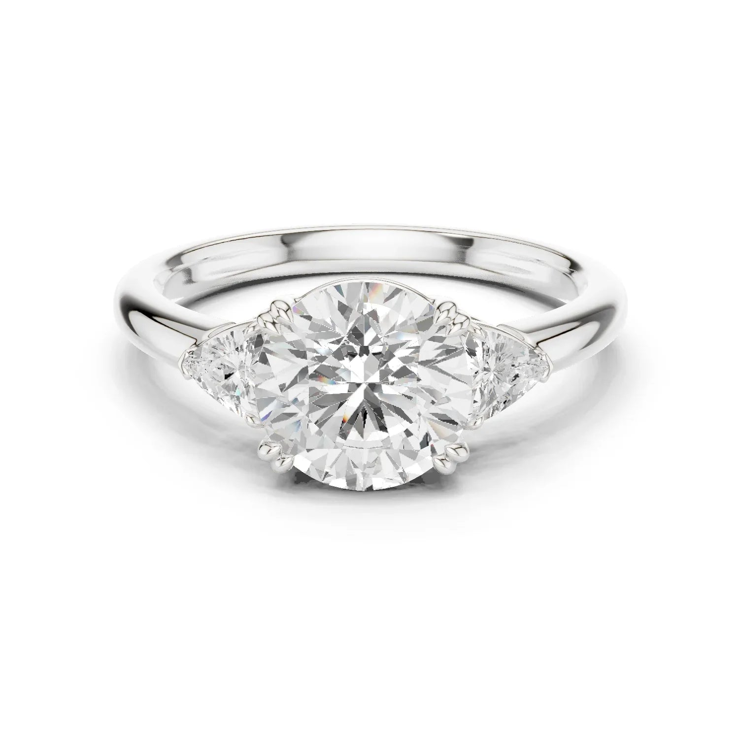 Trillion Side Diamond Round Shape Engagement Ring