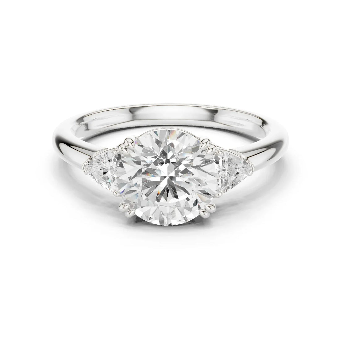 Trillion Side Diamond Round Shape Engagement Ring