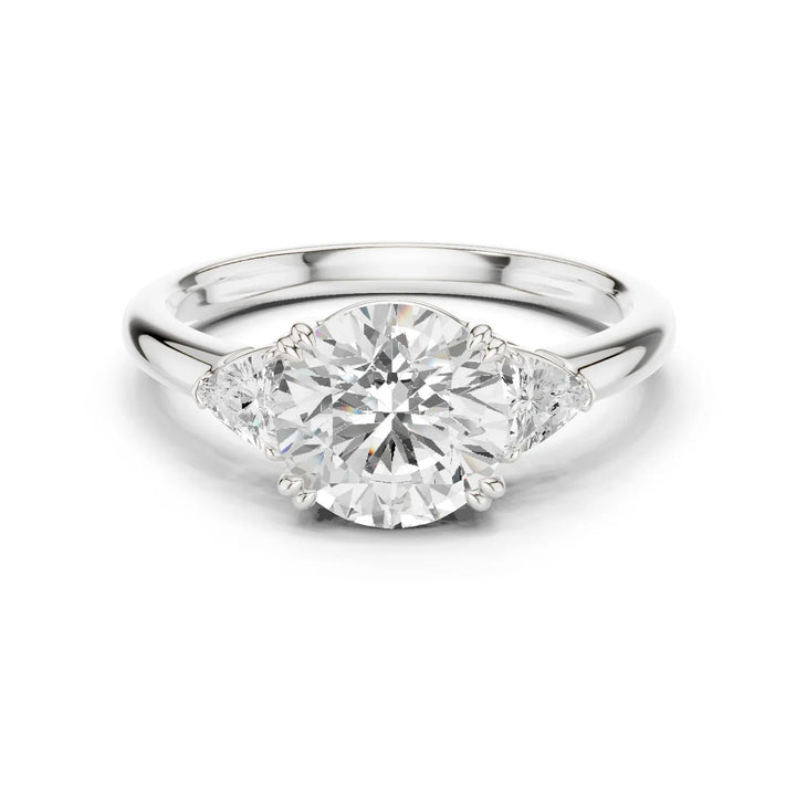 Trillion Side Diamond Round Shape Engagement Ring