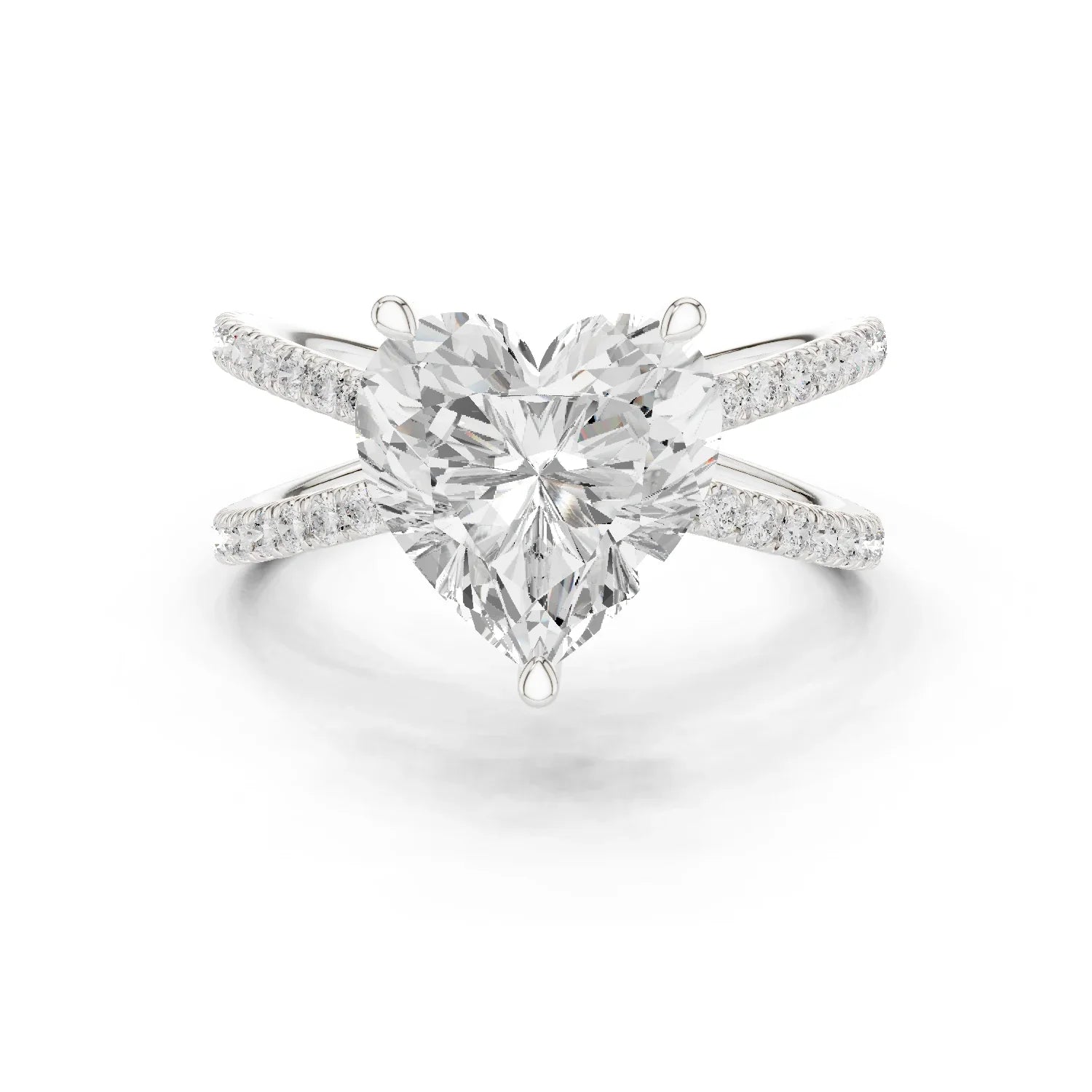 Heart Cut Diamond Split Shank Engagement Ring