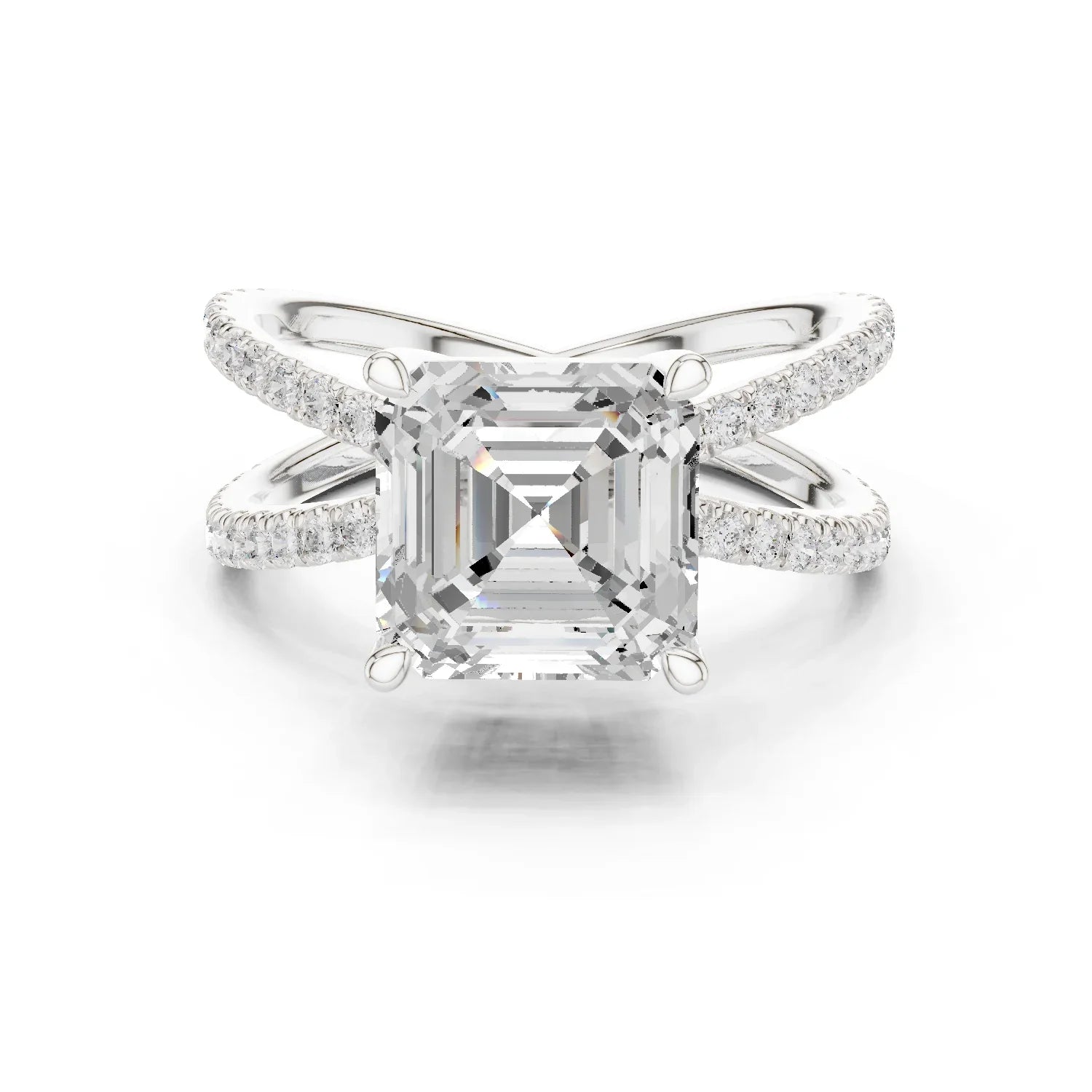 Asscher Cut Diamond Split Shank Engagement Ring