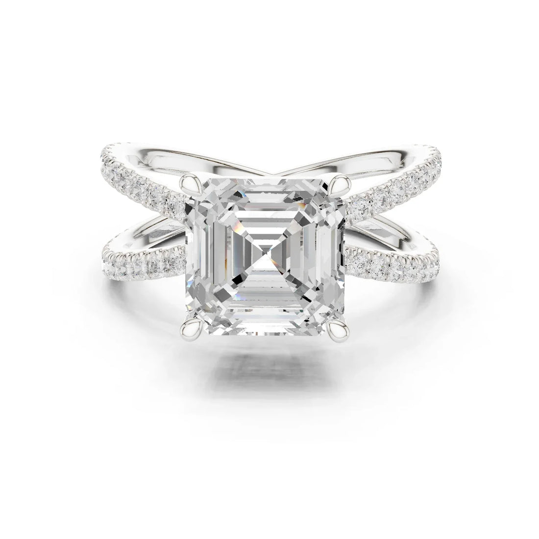 Asscher Cut Diamond Split Shank Engagement Ring