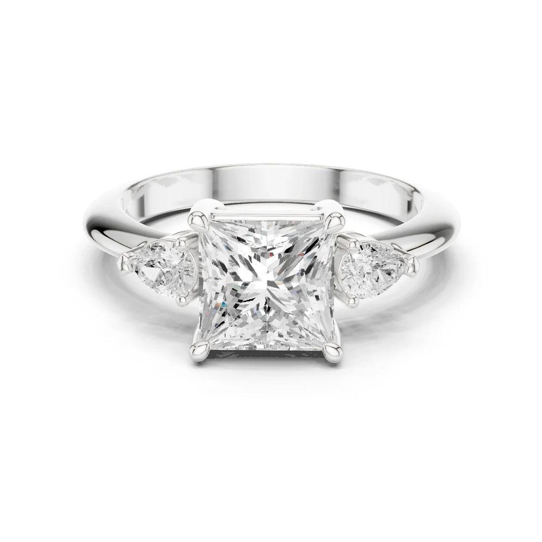 Princess Diamond Solitaire Engagement Ring with Hidden Side Accent