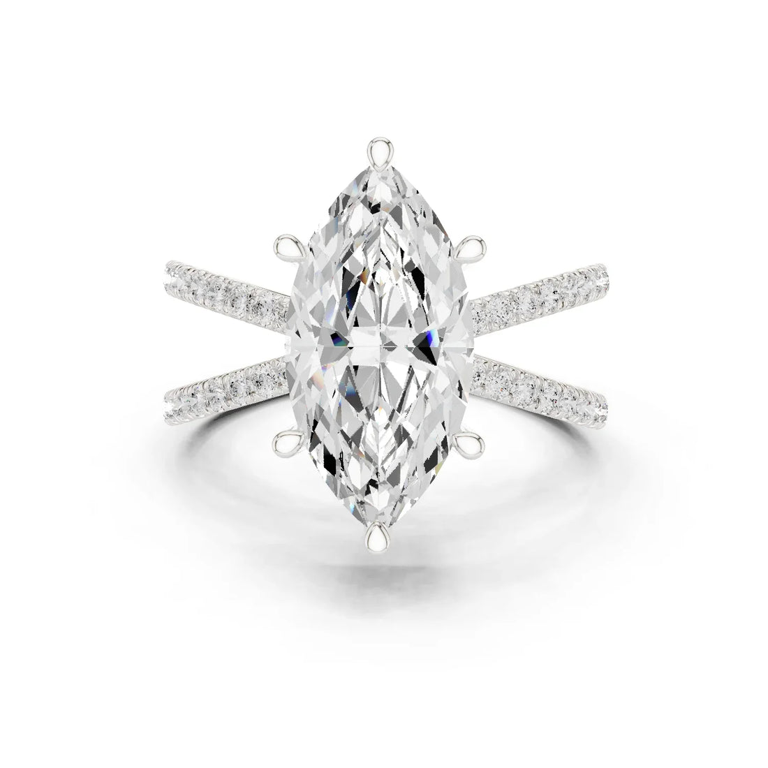 Marquise Cut Diamond Split Shank Engagement Ring