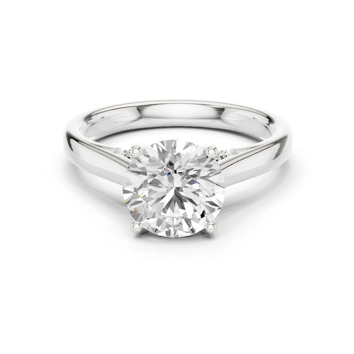 Round Cut Diamond Cathedral Pave Engagement Ring