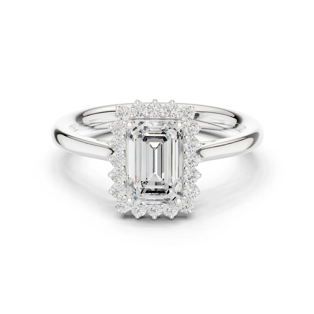 Emerald Halo Diamond Engagement Ring