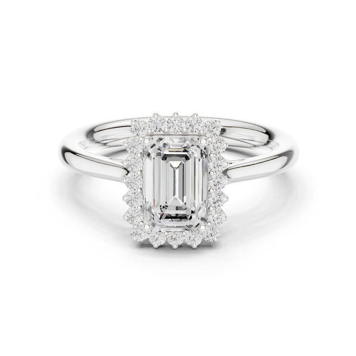 Emerald Halo Diamond Engagement Ring