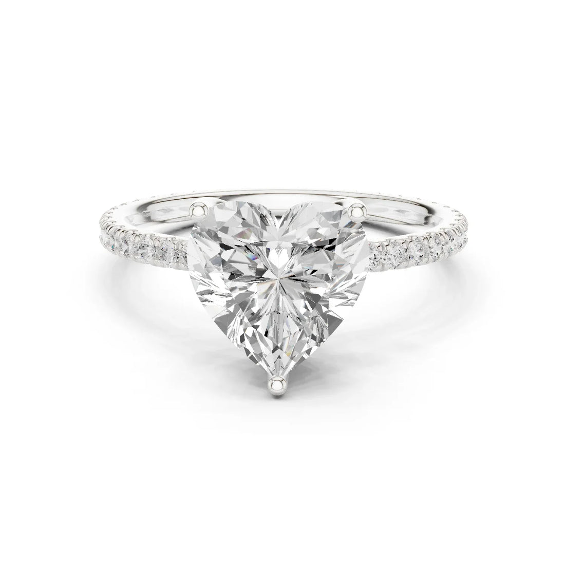 Heart Shape Diamond Pave Band Engagement Ring
