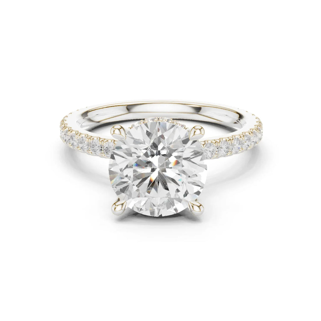 Round Cut Diamond Double Hidden Halo Engagement Ring