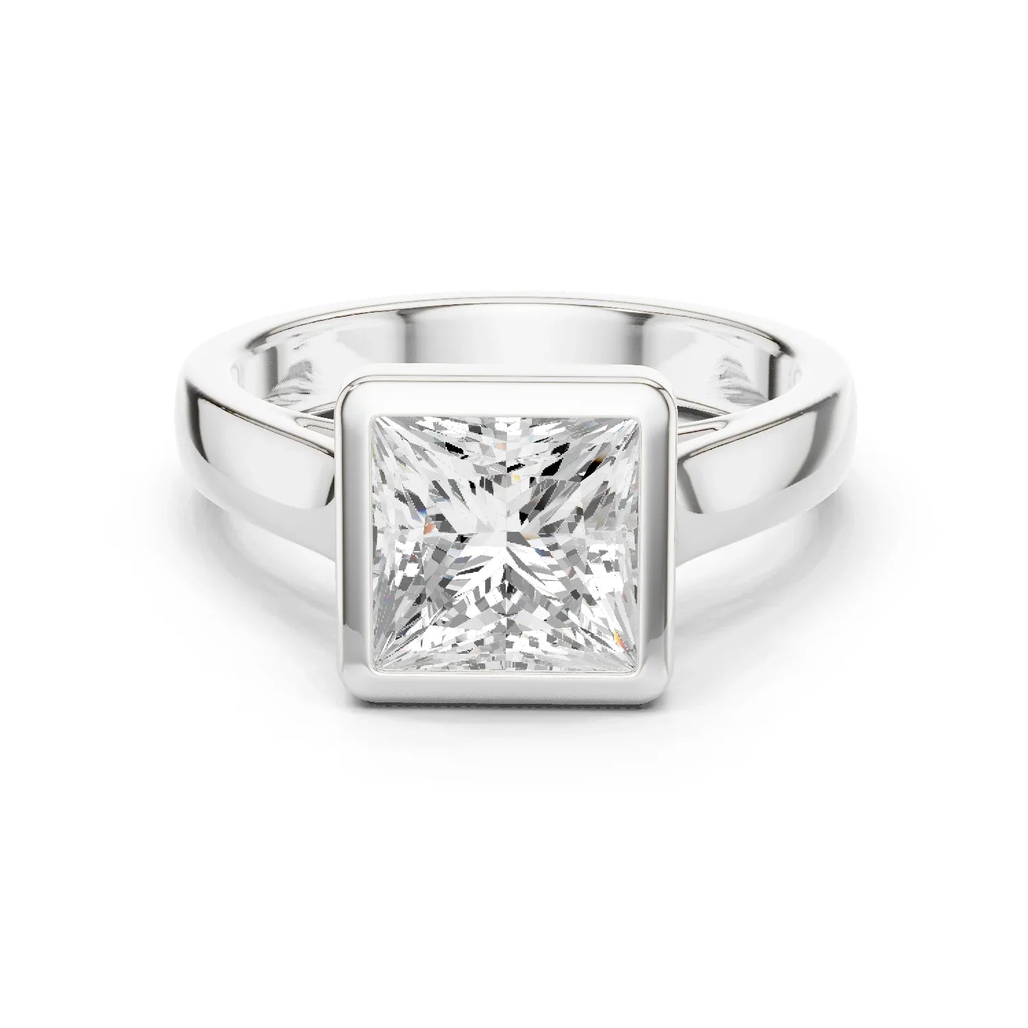 Princess Cut Diamond Bezel Solitaire Engagement Ring
