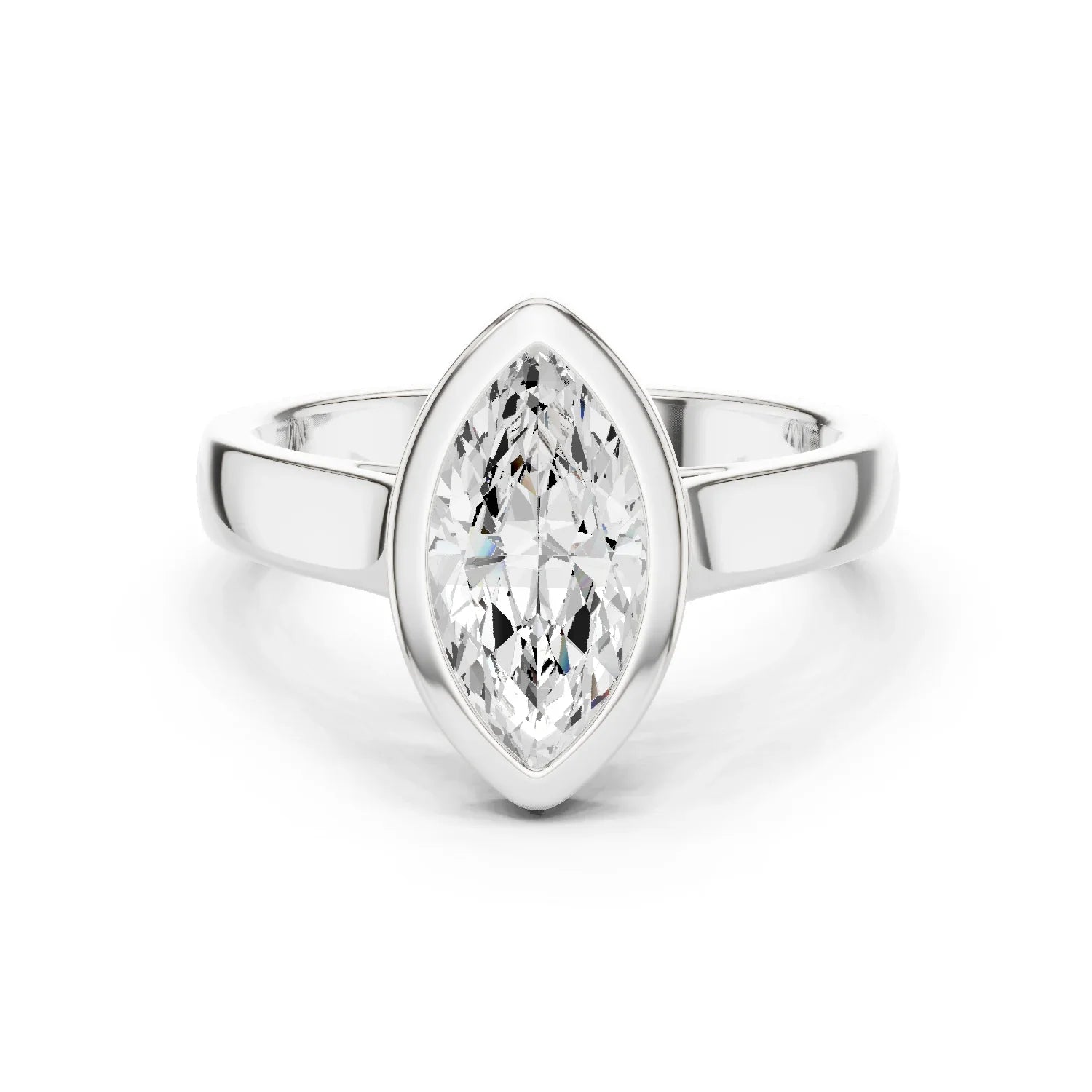 Marquise Cut Diamond Bezel Solitaire Engagement Ring