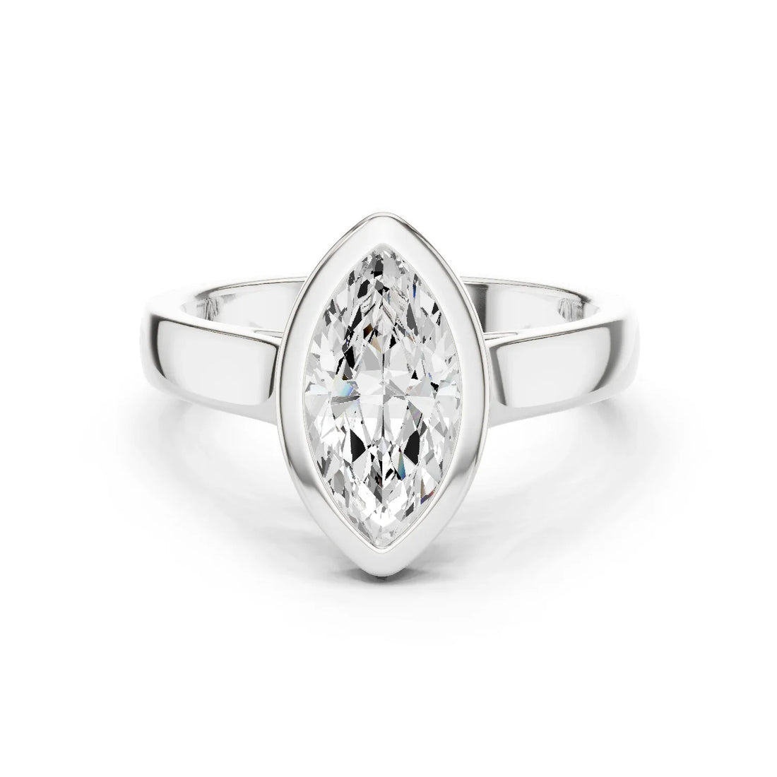 Marquise Cut Diamond Bezel Solitaire Engagement Ring