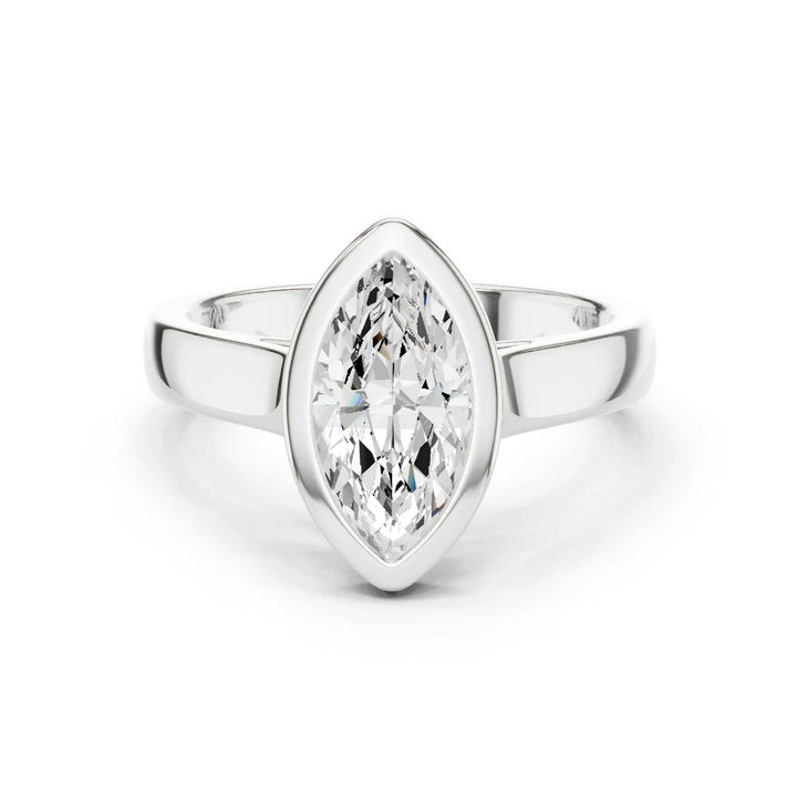Marquise Cut Diamond Bezel Solitaire Engagement Ring