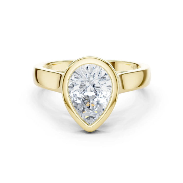 Pear Cut Diamond Bezel Solitaire Engagement Ring