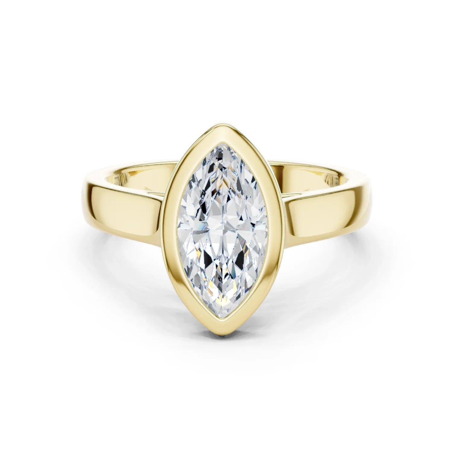 Marquise Cut Diamond Bezel Solitaire Engagement Ring