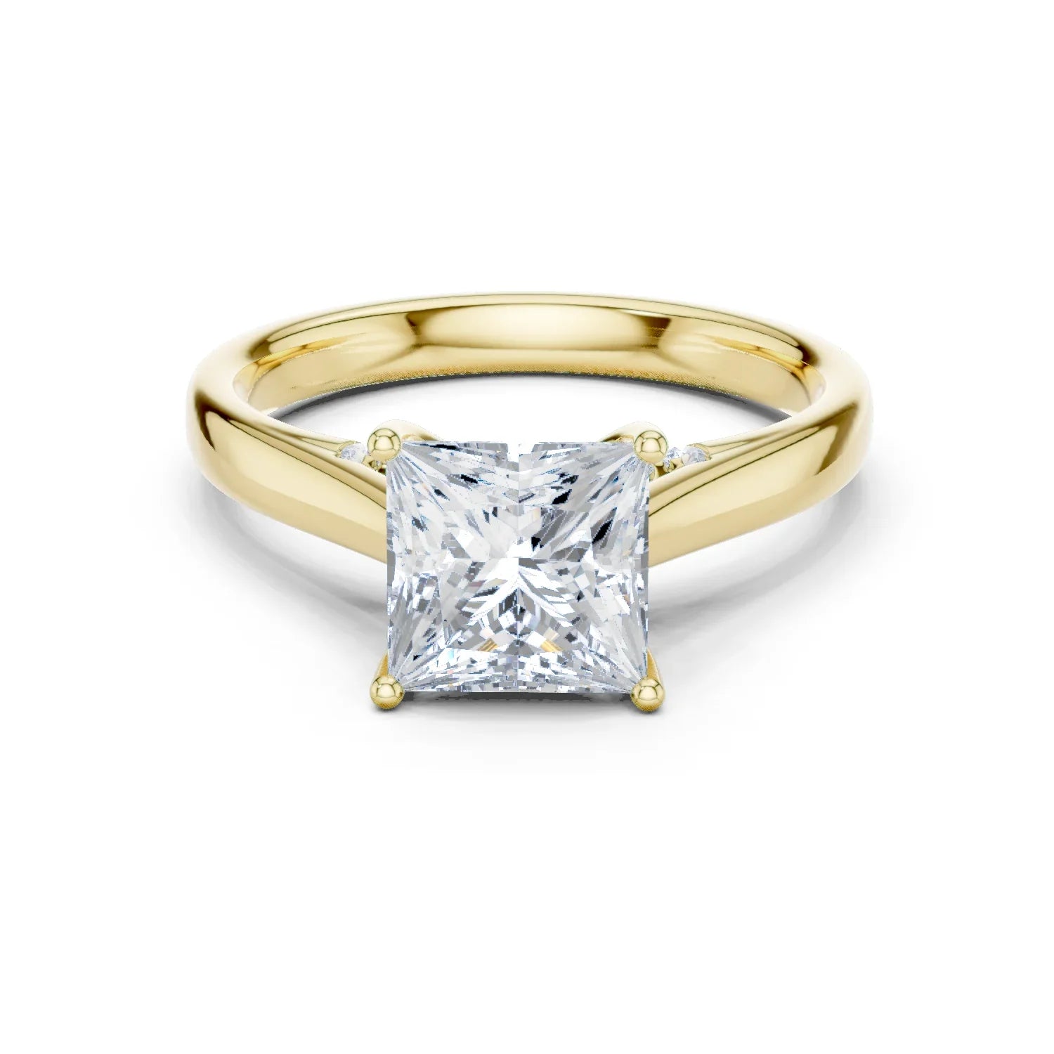 Princess Cut Diamond Cathedral Pave Engagement Ring
