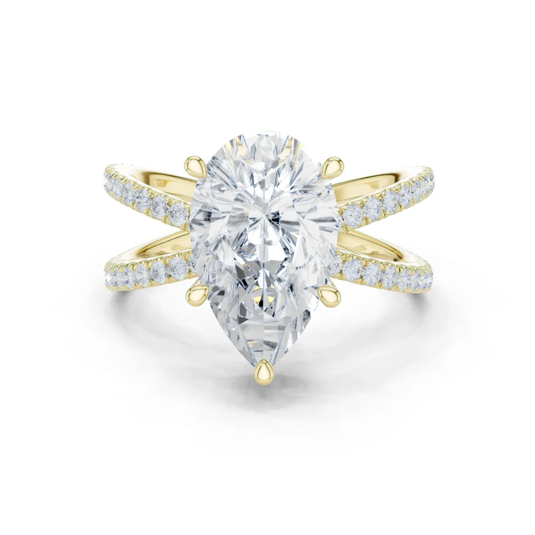 Pear Cut Diamond Split Shank Engagement Ring