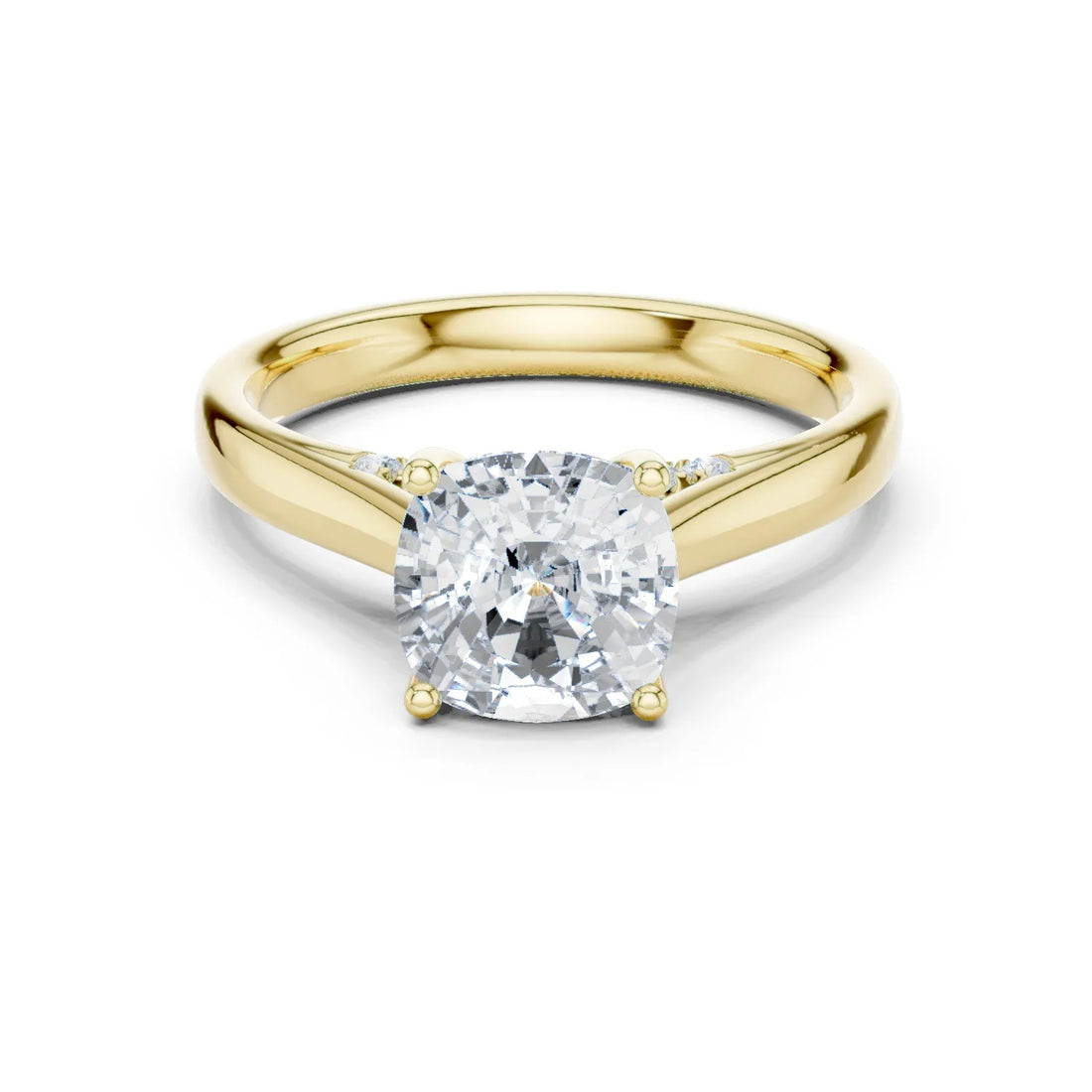 Cushion Cut Diamond Cathedral Pave Engagement Ring