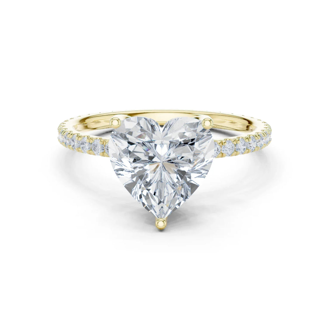 Heart Shape Diamond Pave Band Engagement Ring