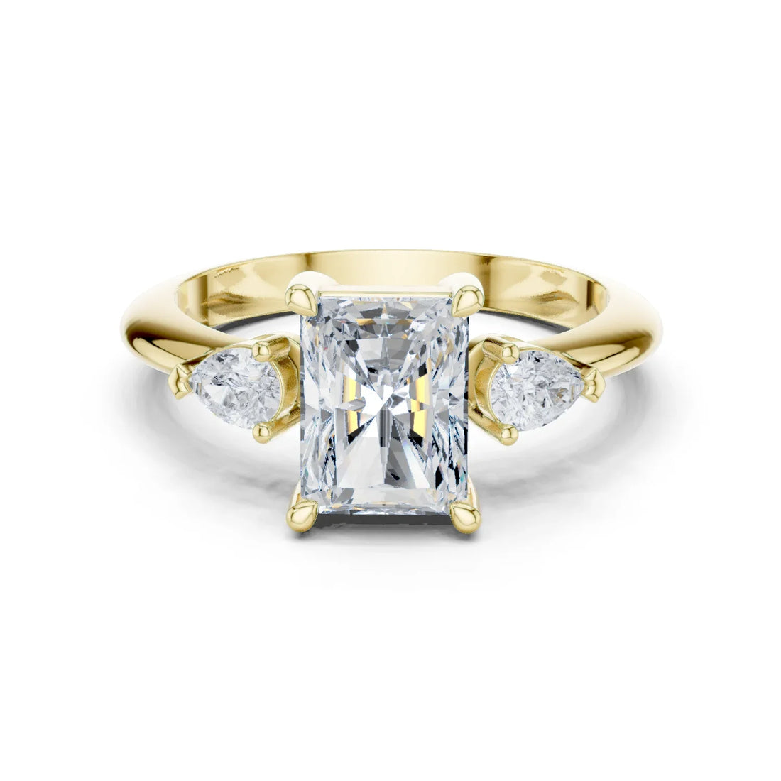 Radiant Diamond Solitaire Engagement Ring with Hidden Side Accent