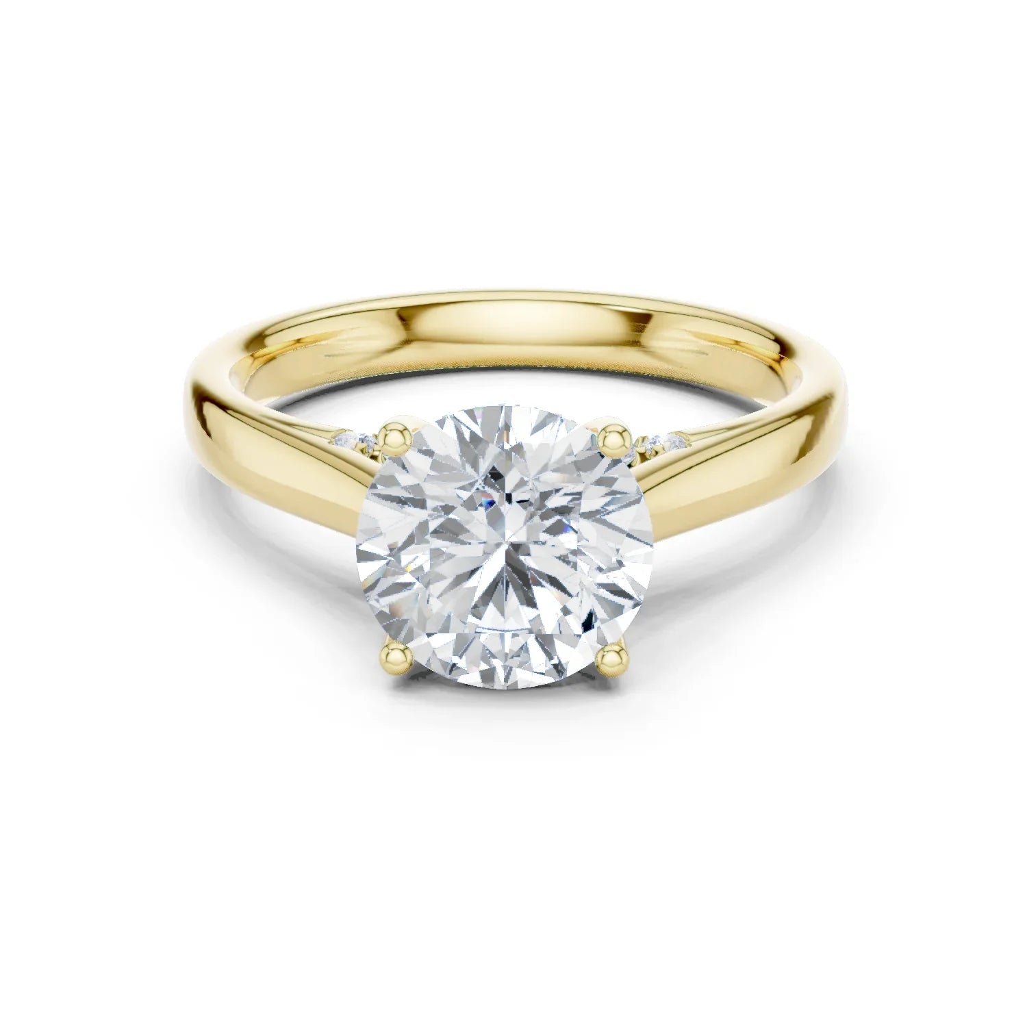 Round Cut Diamond Cathedral Pave Engagement Ring
