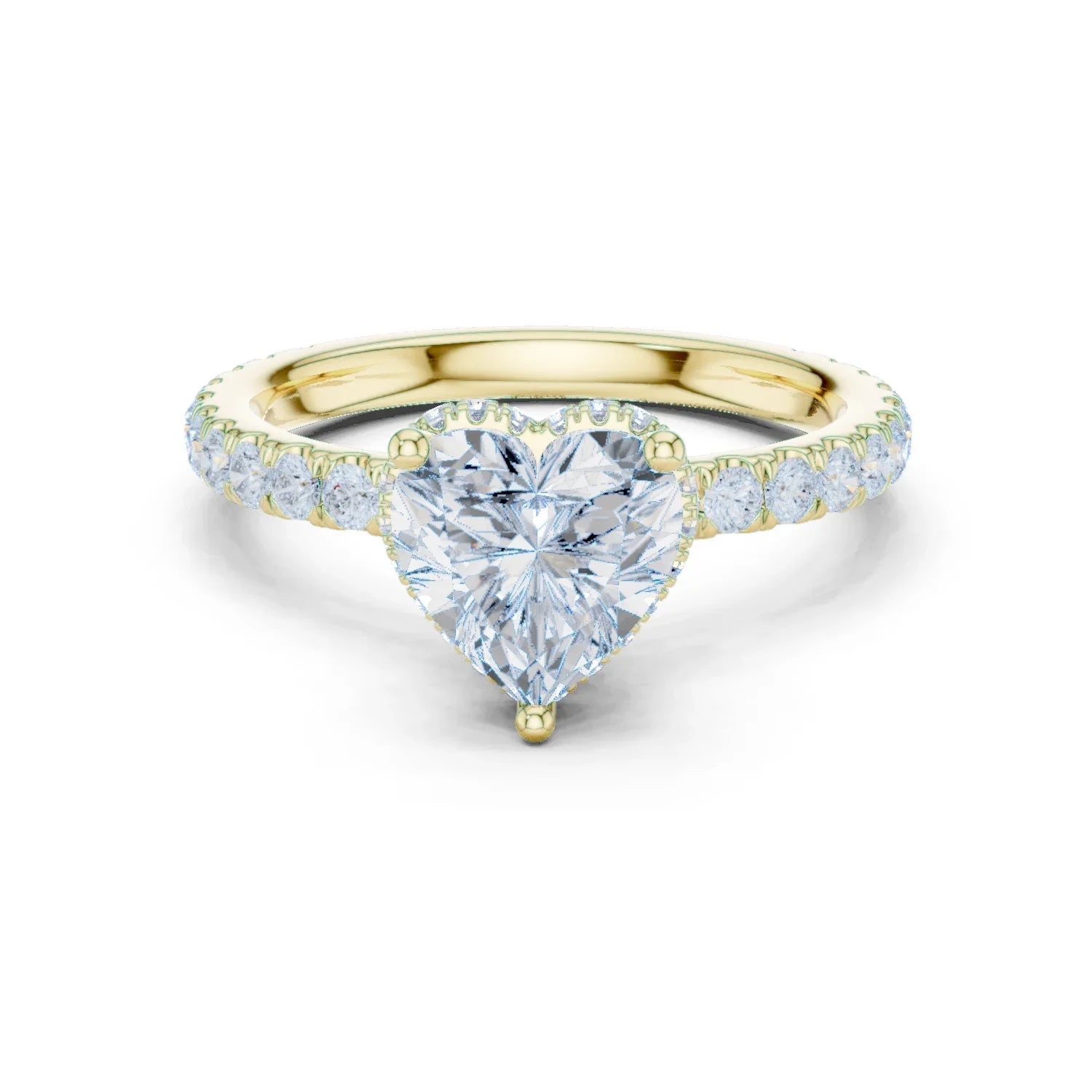 Heart Cut Diamond Double Halo Pave Engagement Ring