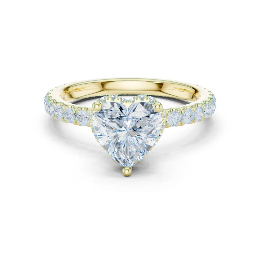 Heart Cut Diamond Double Halo Pave Engagement Ring