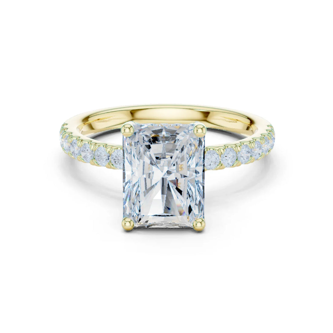 Radiant Diamond Engagement Ring With Pave Band