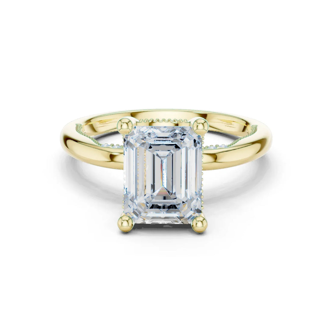 Hidden Halo Emerald Cut Diamond Engagement Ring