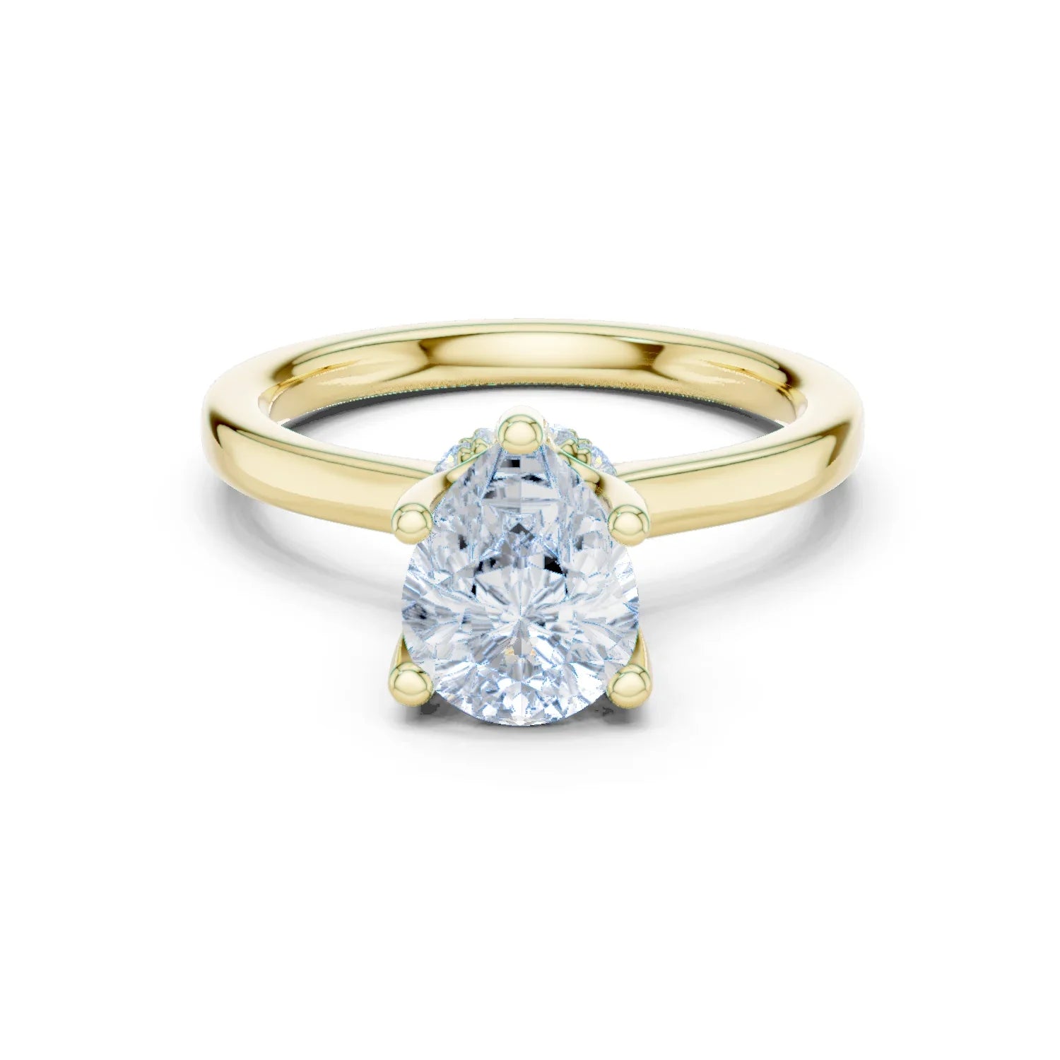 Pear Shape Diamond Hidden Halo Engagement Ring