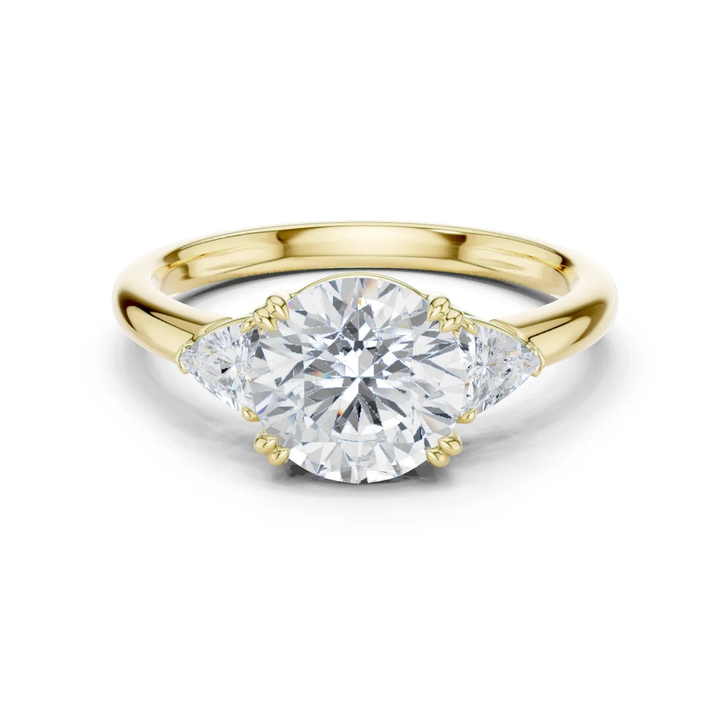 Trillion Side Diamond Round Shape Engagement Ring