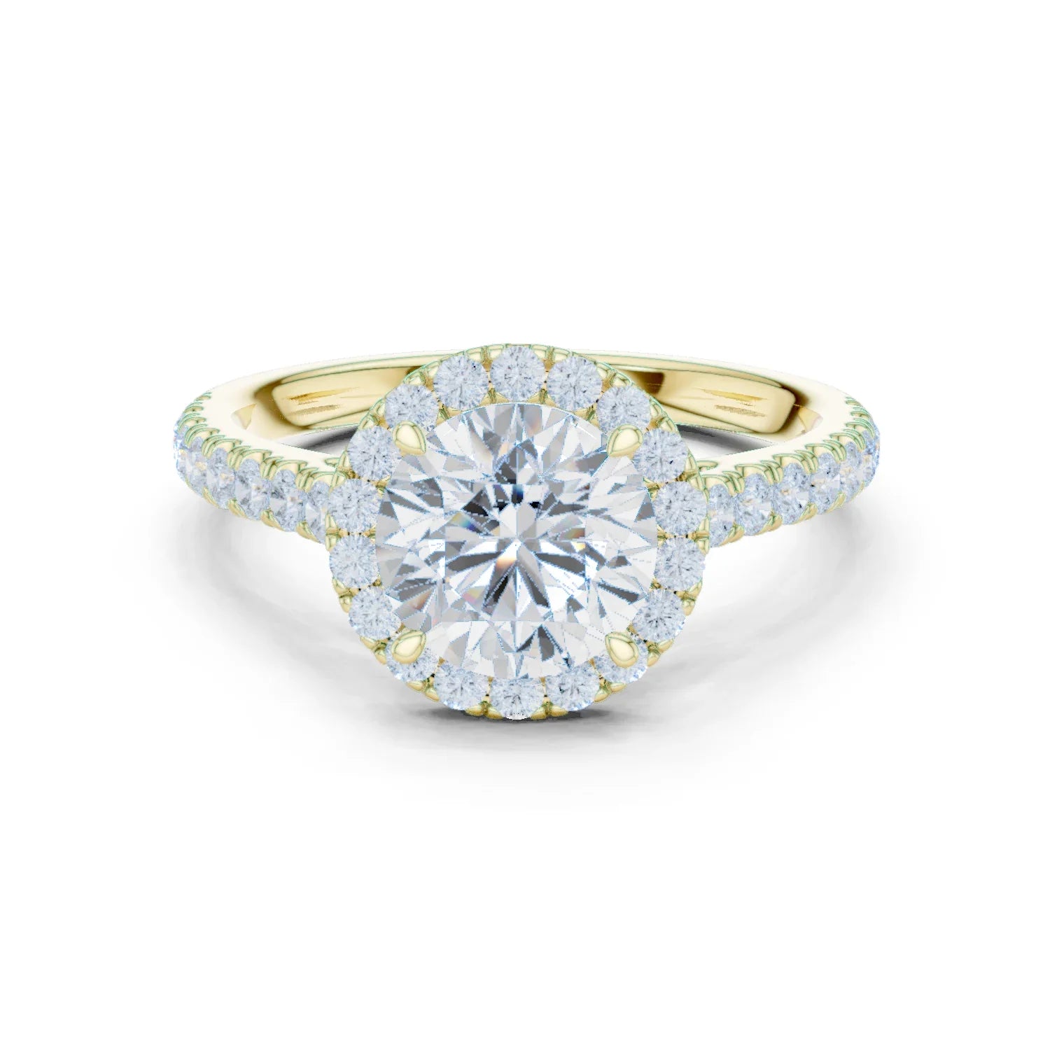 Round Shape Diamond Halo Engagement Ring