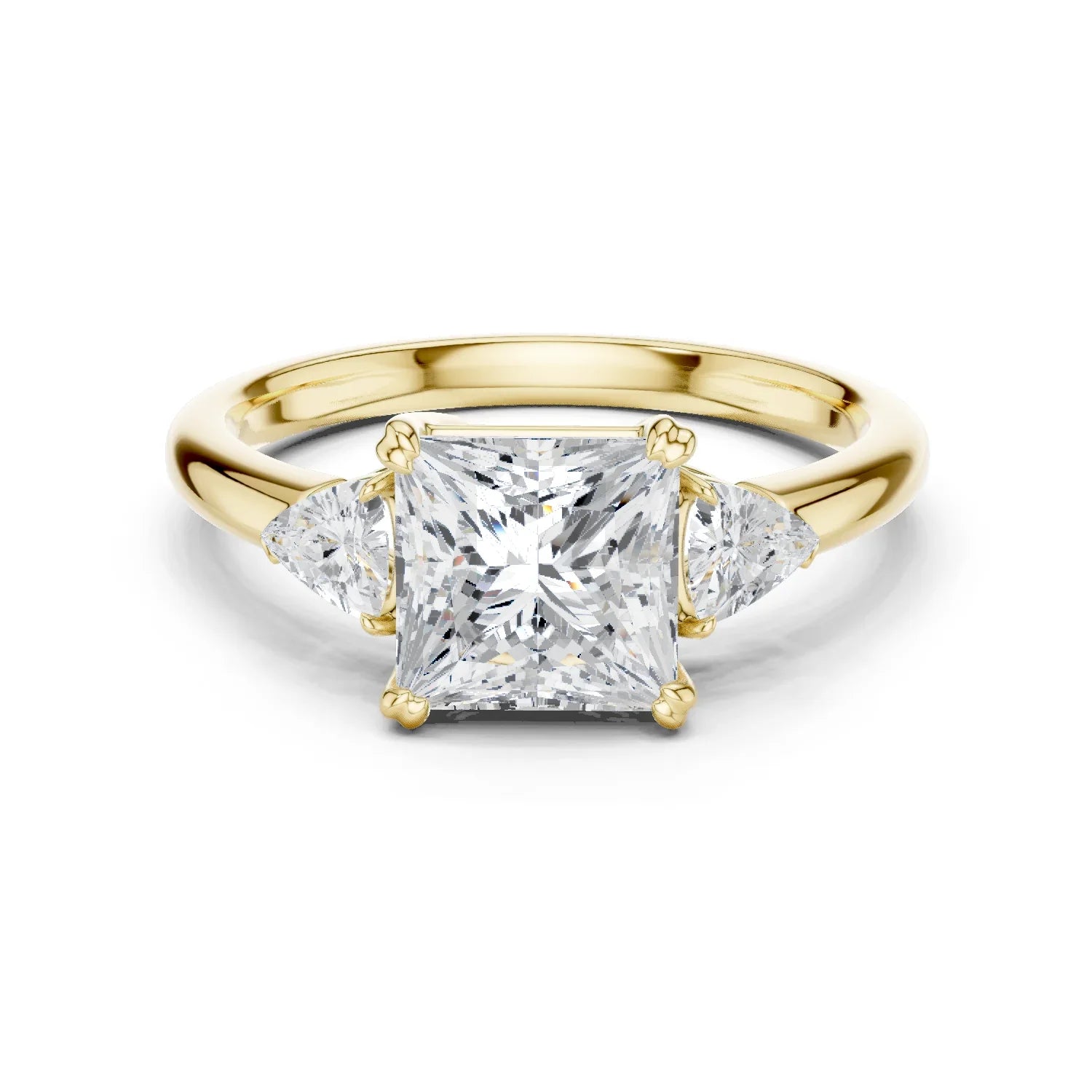 Trillion Side Diamond Princess Shape Engagement Ring