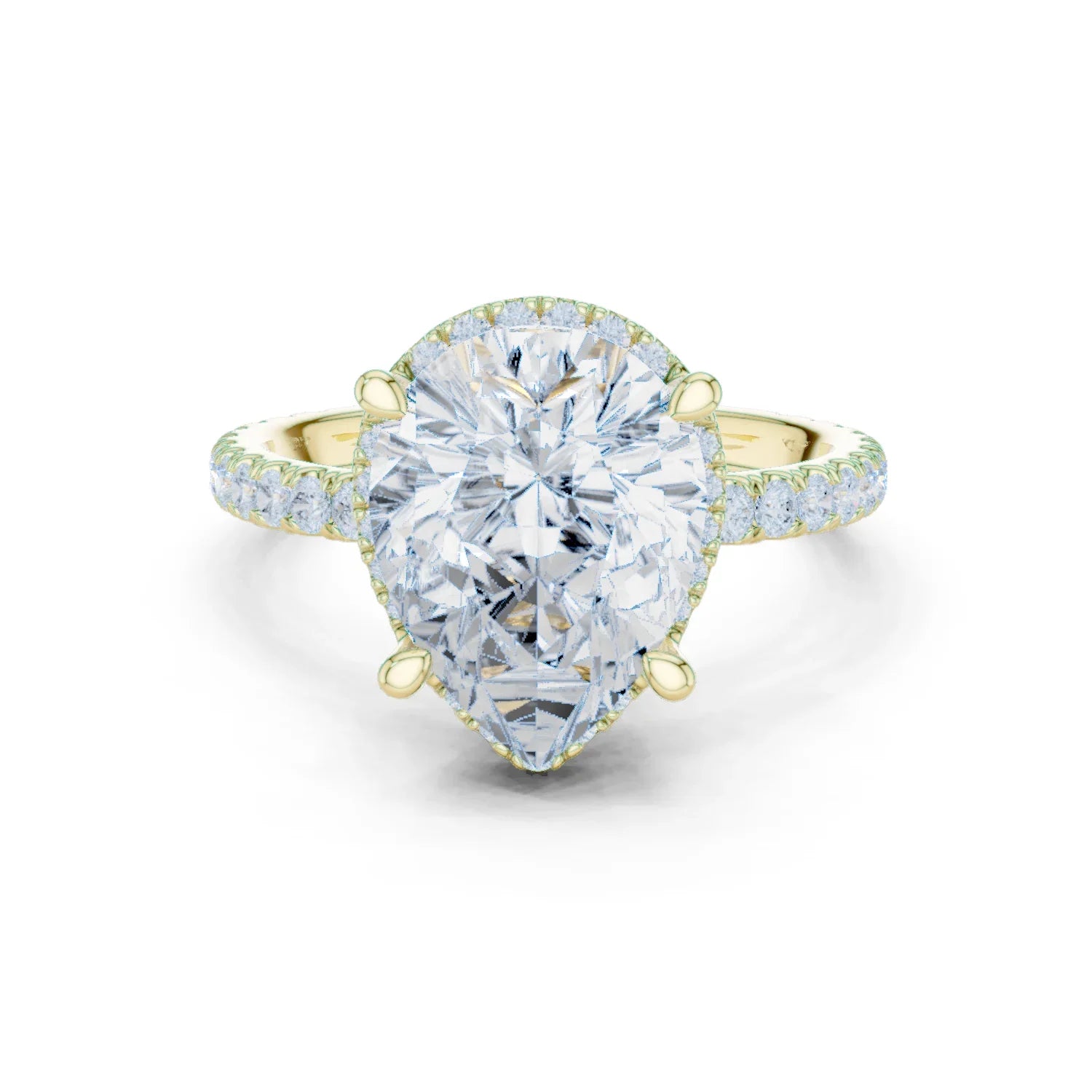 Pear Diamond Hidden Halo Engagement Ring