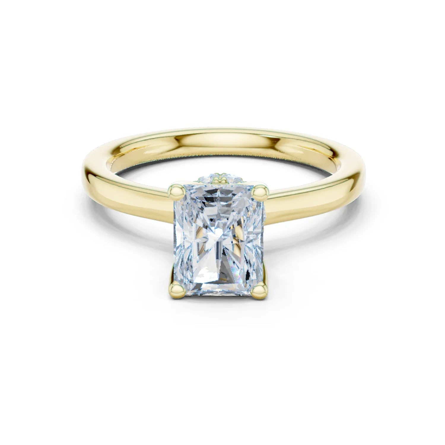 Radiant Shape Diamond Hidden Halo Engagement Ring