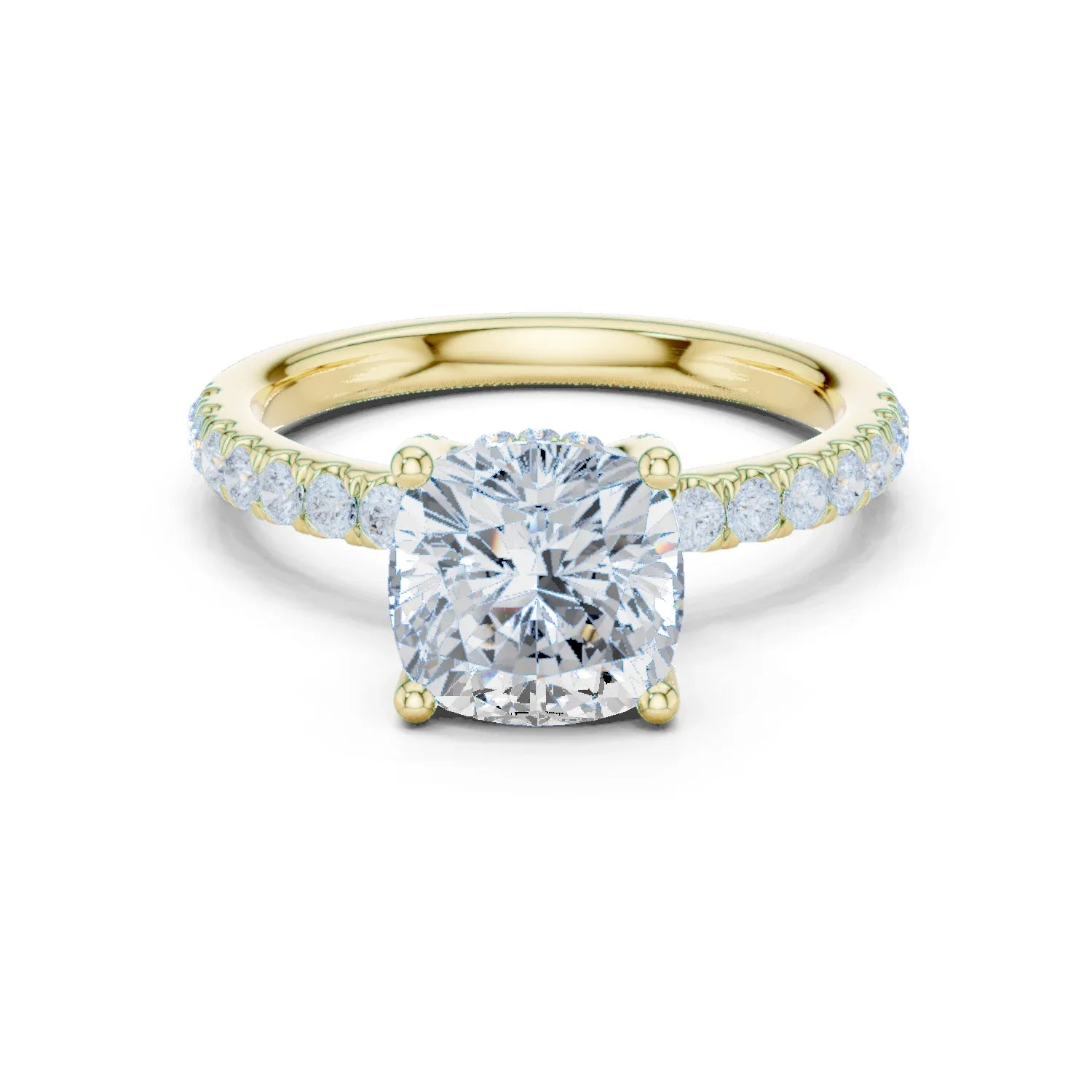 Cushion Diamond Engagement Ring With Pave Band