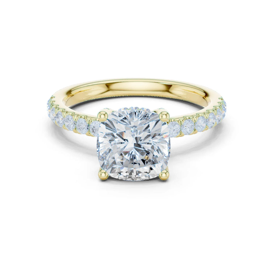 Cushion Diamond Engagement Ring With Pave Band