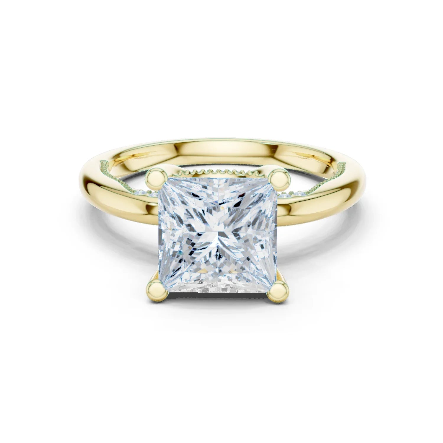 Hidden Halo Princess Cut Diamond Engagement Ring