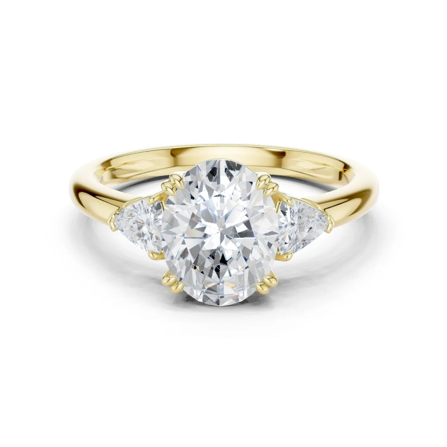 Trillion Side Diamond Oval Shape Engagement Ring