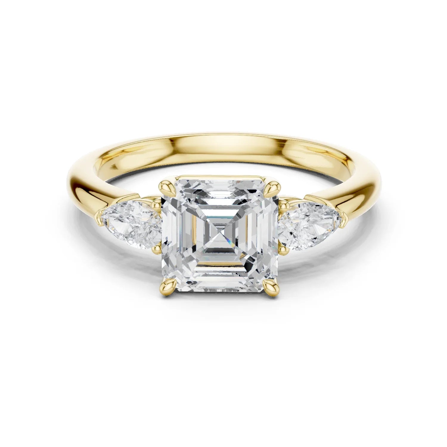 Asscher Cut Diamond Three-Stone Engagement Ring