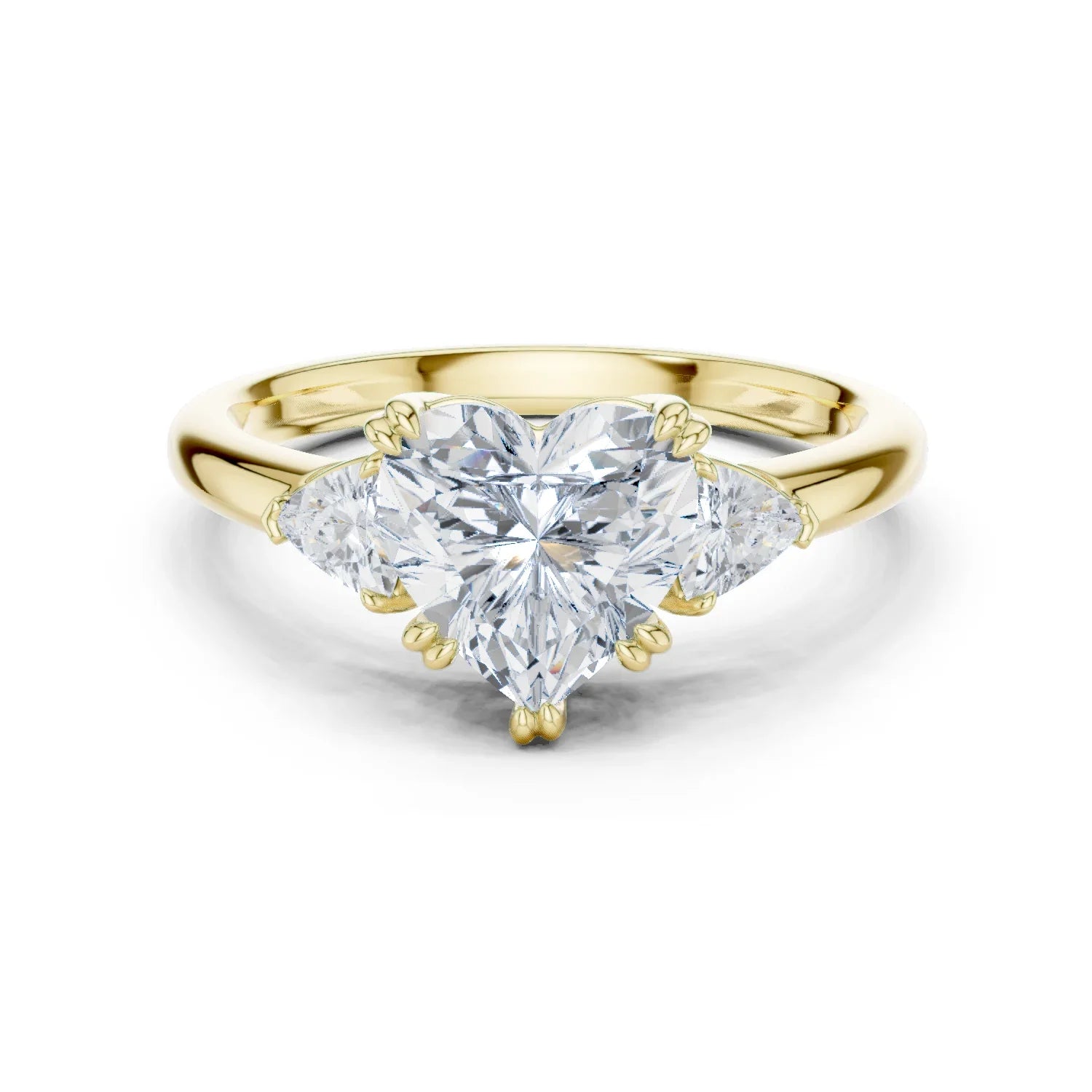Trillion Side Diamond Heart Shape Engagement Ring