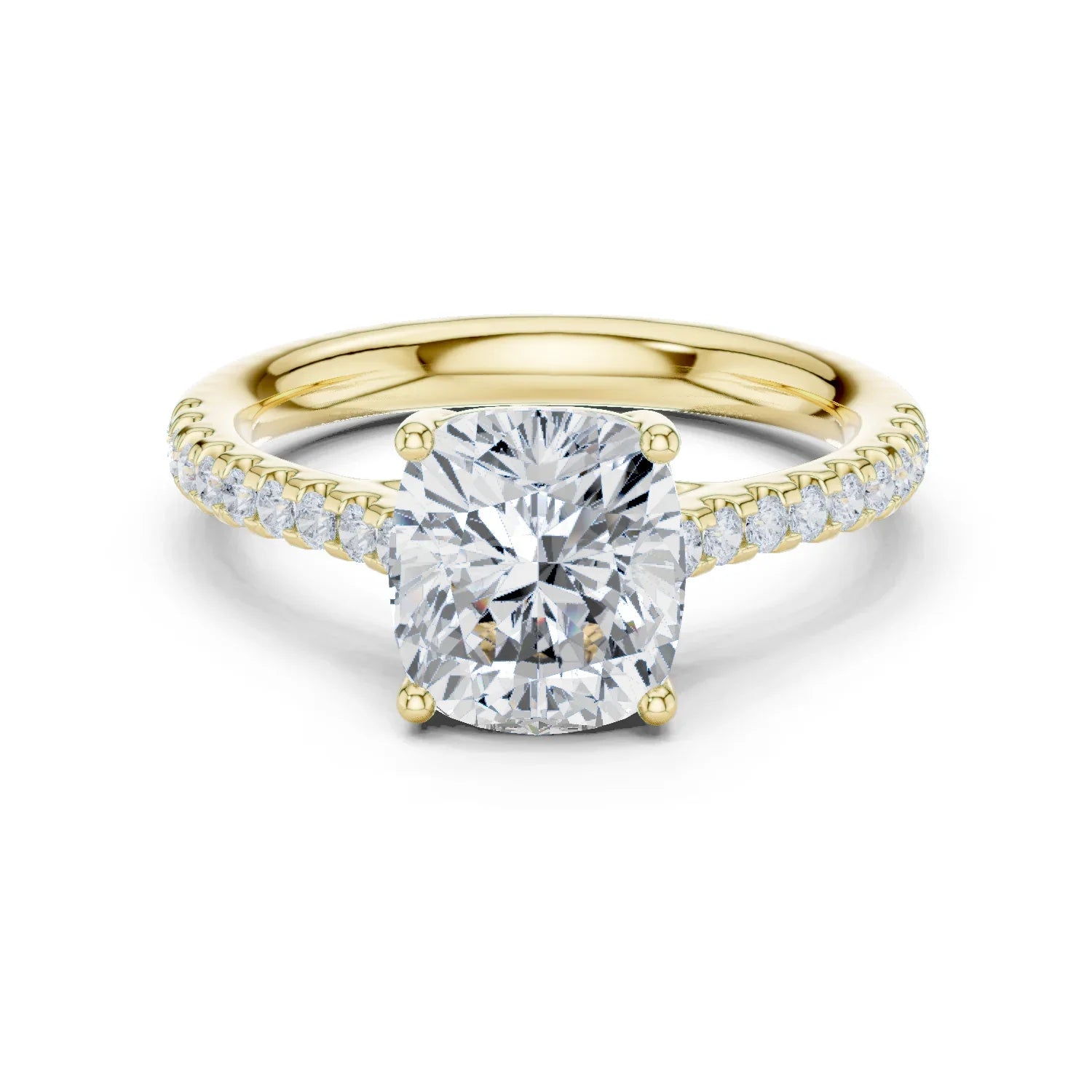 Cushion-Cut Diamond Engagement Ring with Split Shank