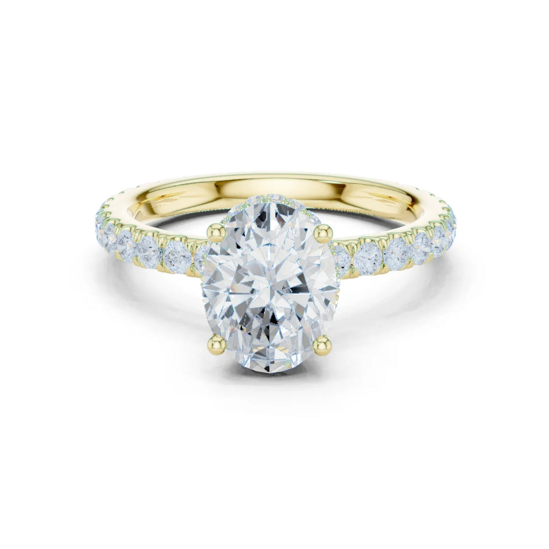 Oval Cut Diamond Double Halo Pave Engagement Ring